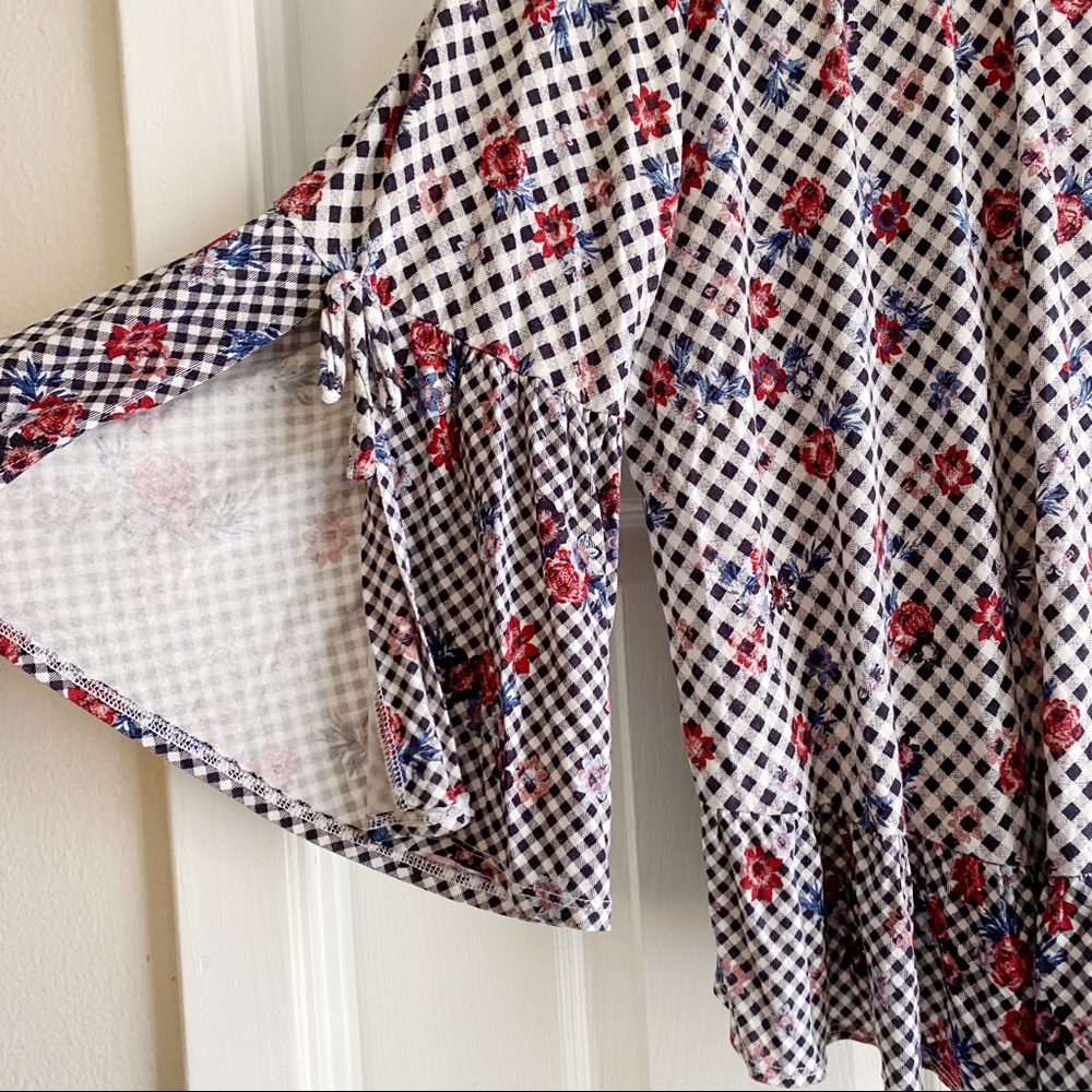 Style & Co Gingham Floral Off Shoulder Top Medium - Picture 7 of 7